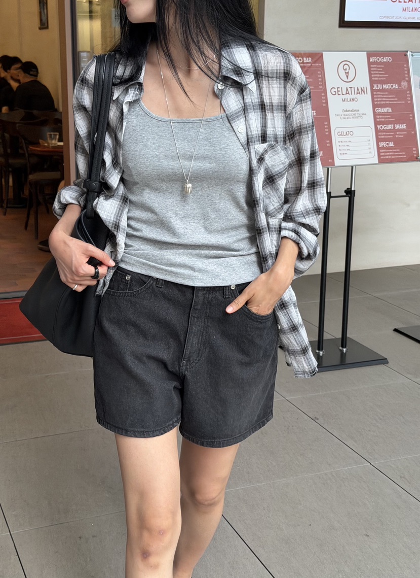 AMY GRACE-A韓國直郵實拍女士新品熱賣26夏季襯衫蕾絲衫格子AMY GRACE襯衫/蕾絲衫