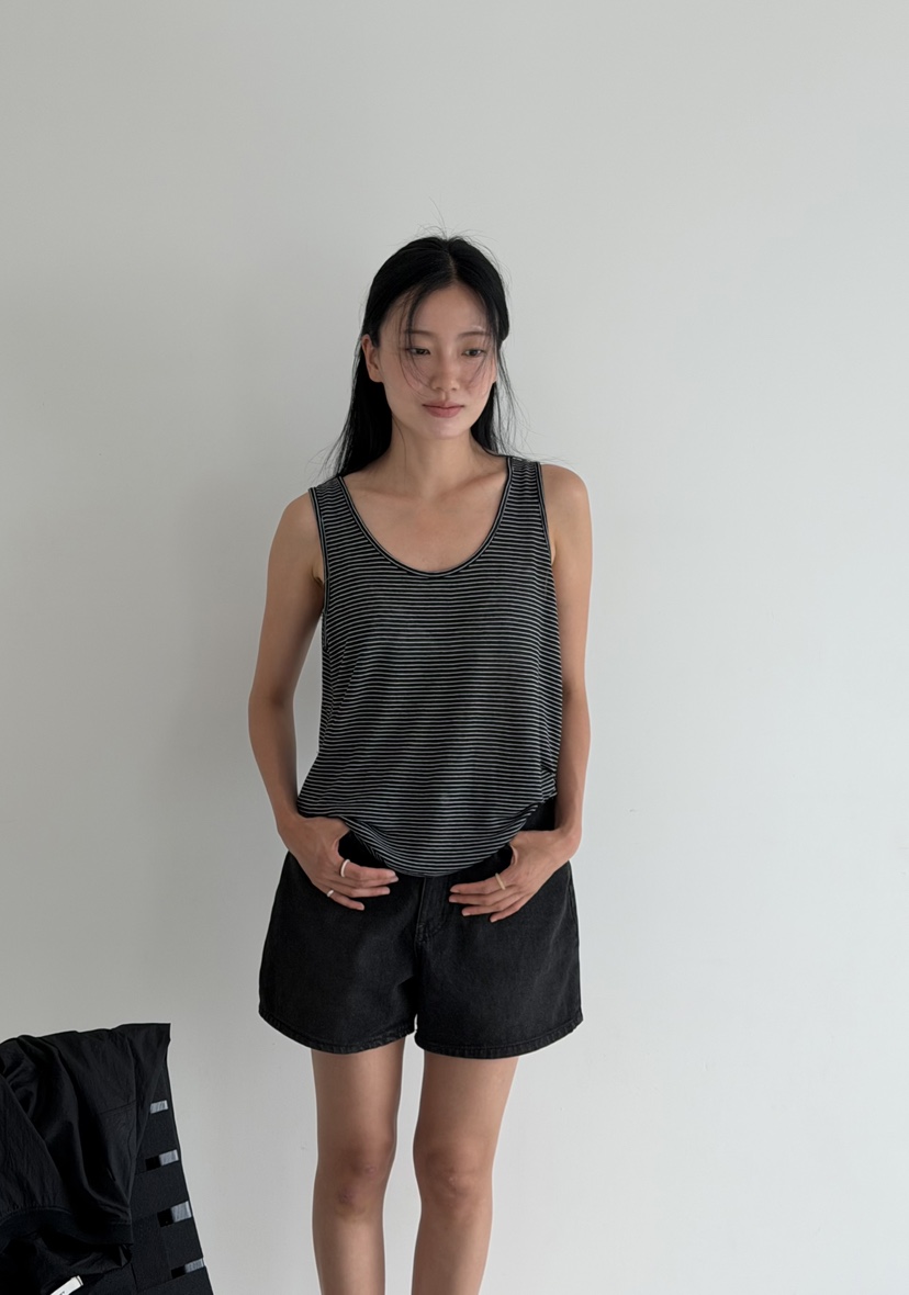 AMY GRACE-A韓國直郵女士新品休閑推薦吊帶背心亞麻布無袖AMY GRACE吊帶/背心