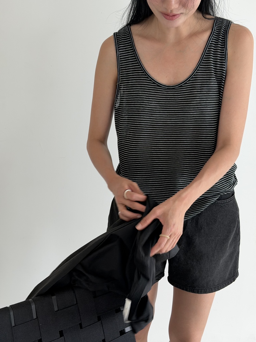 AMY GRACE-A韓國直郵女士新品休閑推薦吊帶背心亞麻布無袖AMY GRACE吊帶/背心圖色1