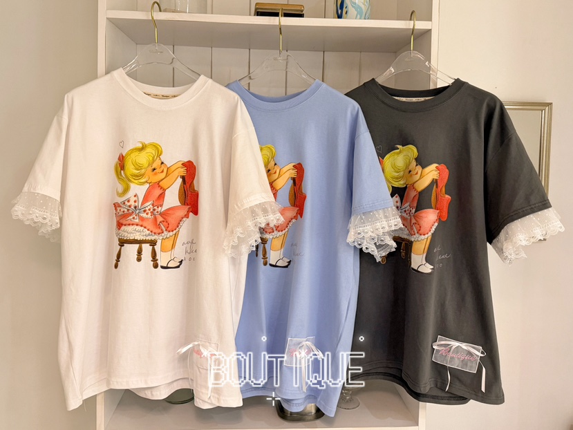 BOUTIQUE-L韓國代購女士新款推薦26夏季時尚休閑人氣T恤BOUTIQUE-LT恤