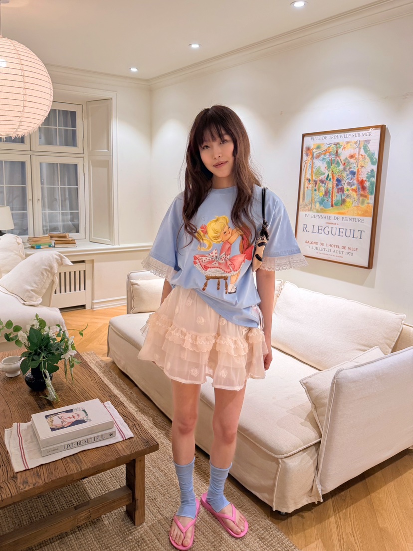 BOUTIQUE-L韓國代購女士新款推薦26夏季時尚休閑人氣T恤BOUTIQUE-LT恤