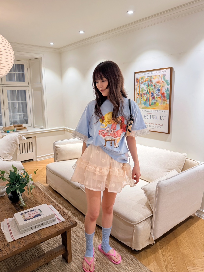 BOUTIQUE-L韓國代購女士新款推薦26夏季時尚休閑人氣T恤BOUTIQUE-LT恤
