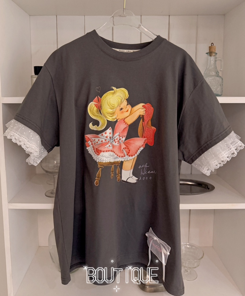 BOUTIQUE-L韓國代購女士新款推薦26夏季時尚休閑人氣T恤BOUTIQUE-LT恤圖色3