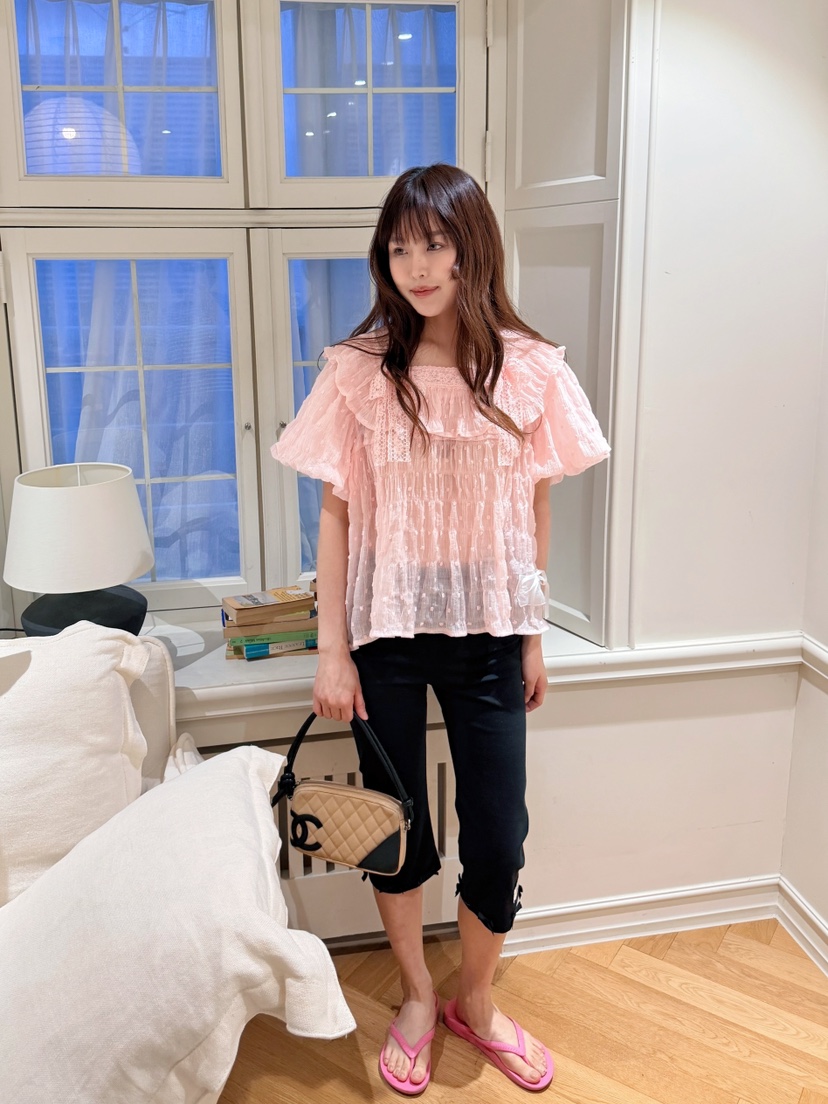 BOUTIQUE-L韓國東大門代購女士新品推薦襯衫蕾絲衫絲帶絨BOUTIQUE-L襯衫/蕾絲衫