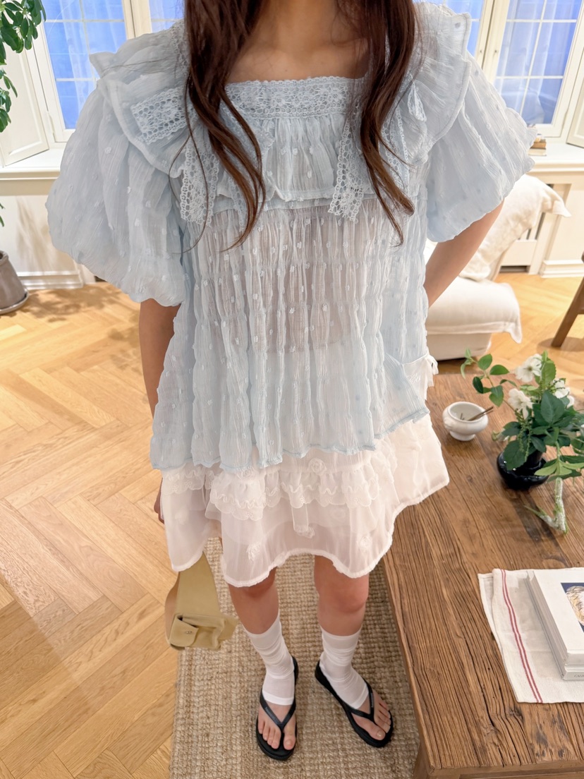 BOUTIQUE-L韓國東大門代購女士新品推薦襯衫蕾絲衫絲帶絨BOUTIQUE-L襯衫/蕾絲衫