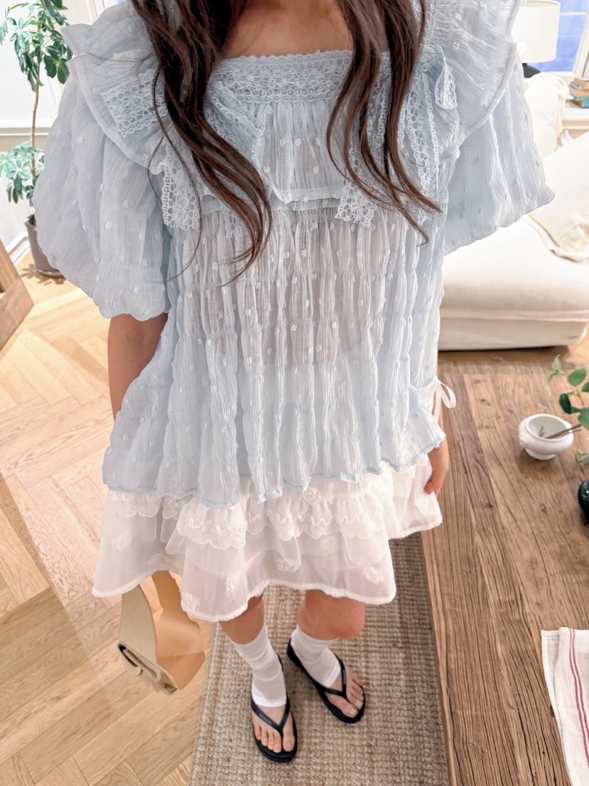 BOUTIQUE-L韓國東大門代購女士新品推薦襯衫蕾絲衫絲帶絨BOUTIQUE-L襯衫/蕾絲衫