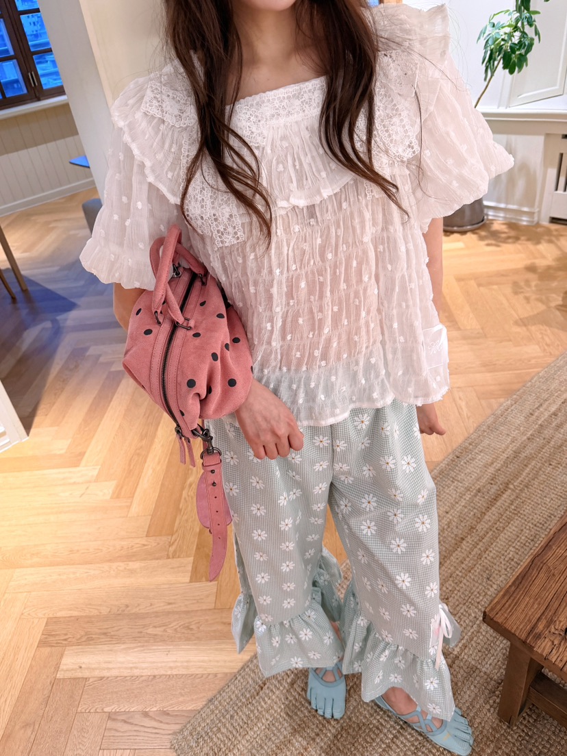 BOUTIQUE-L韓國東大門代購女士新品推薦襯衫蕾絲衫絲帶絨BOUTIQUE-L襯衫/蕾絲衫