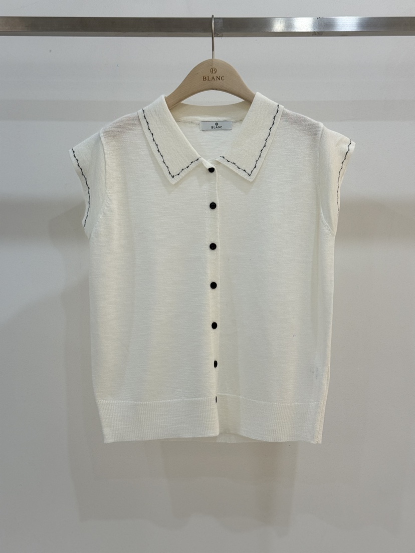 BLANC-A韓國直郵女士新品休閑人氣時尚26夏季針織衫刺繡無袖BLANC-A針織衫圖色1