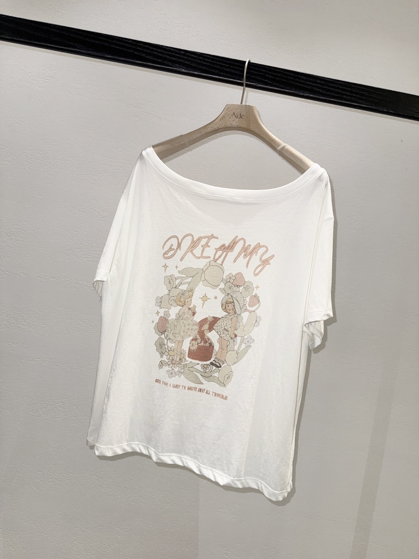 NDE韓國代購女裝新款人氣推薦熱賣26夏季時尚休閑T恤露肩BOHEME_NDET恤圖色2