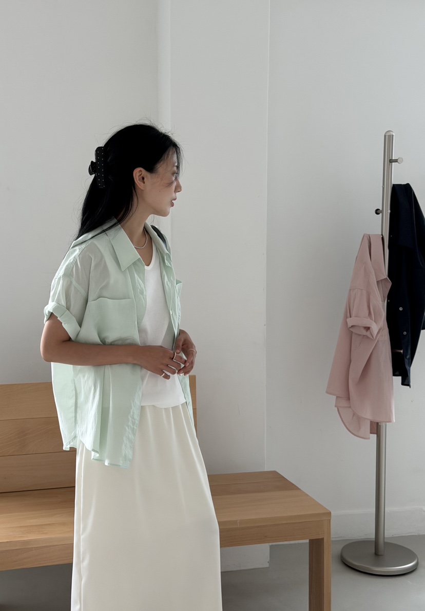 AMY GRACE-A韓國直郵女士新款休閑26夏季時尚襯衫蕾絲衫棉AMY GRACE襯衫/蕾絲衫