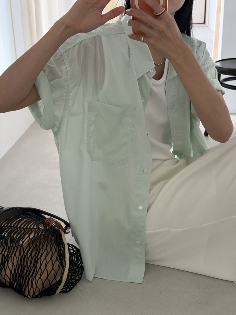 AMY GRACE-A韓國直郵女士新款休閑26夏季時尚襯衫蕾絲衫棉AMY GRACE襯衫/蕾絲衫