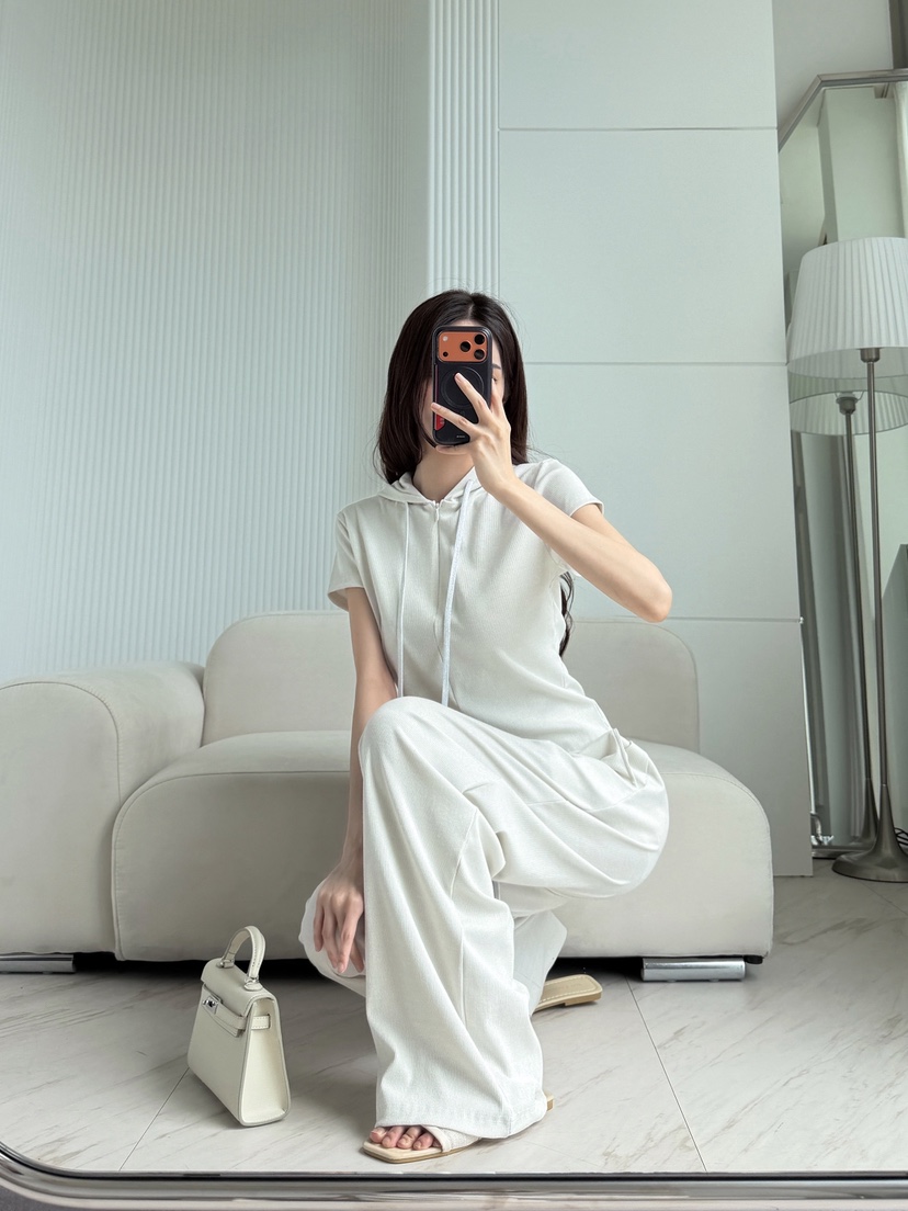 CLOTH韓國代購女士新款時尚人氣26夏季休閑推薦套裝珍珠連帽CLOTH套裝