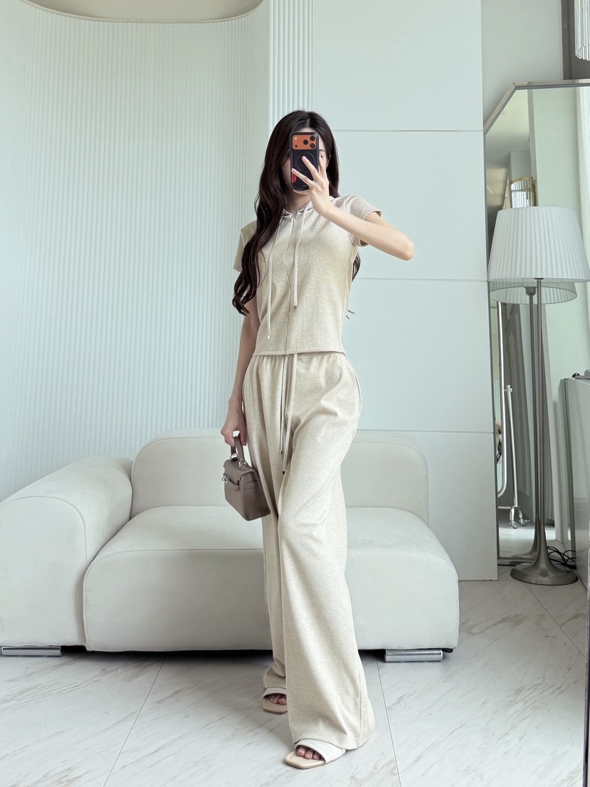 CLOTH韓國代購女士新款時尚人氣26夏季休閑推薦套裝珍珠連帽CLOTH套裝