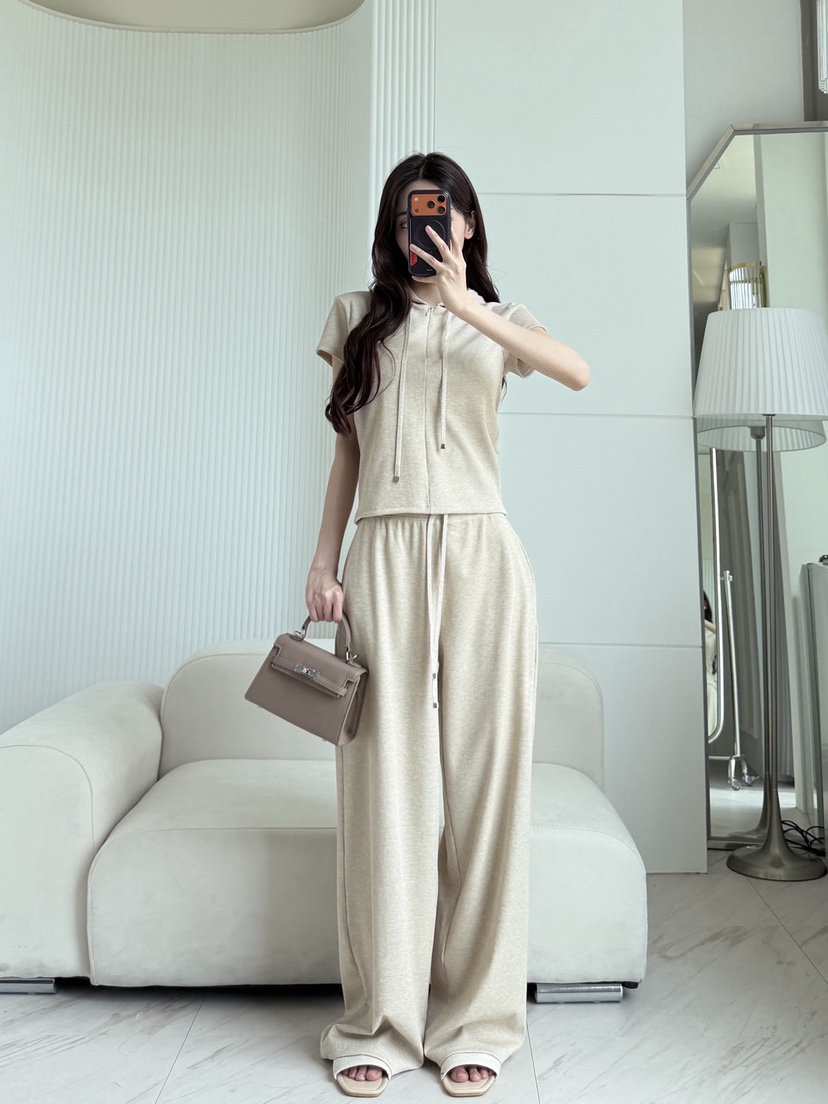 CLOTH韓國代購女士新款時尚人氣26夏季休閑推薦套裝珍珠連帽CLOTH套裝圖色2