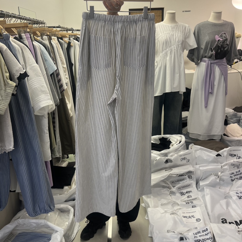 AS THOUGHT韓國直郵女士新品熱賣推薦休閑人氣休閑褲條紋AS THOUGHT休閑褲