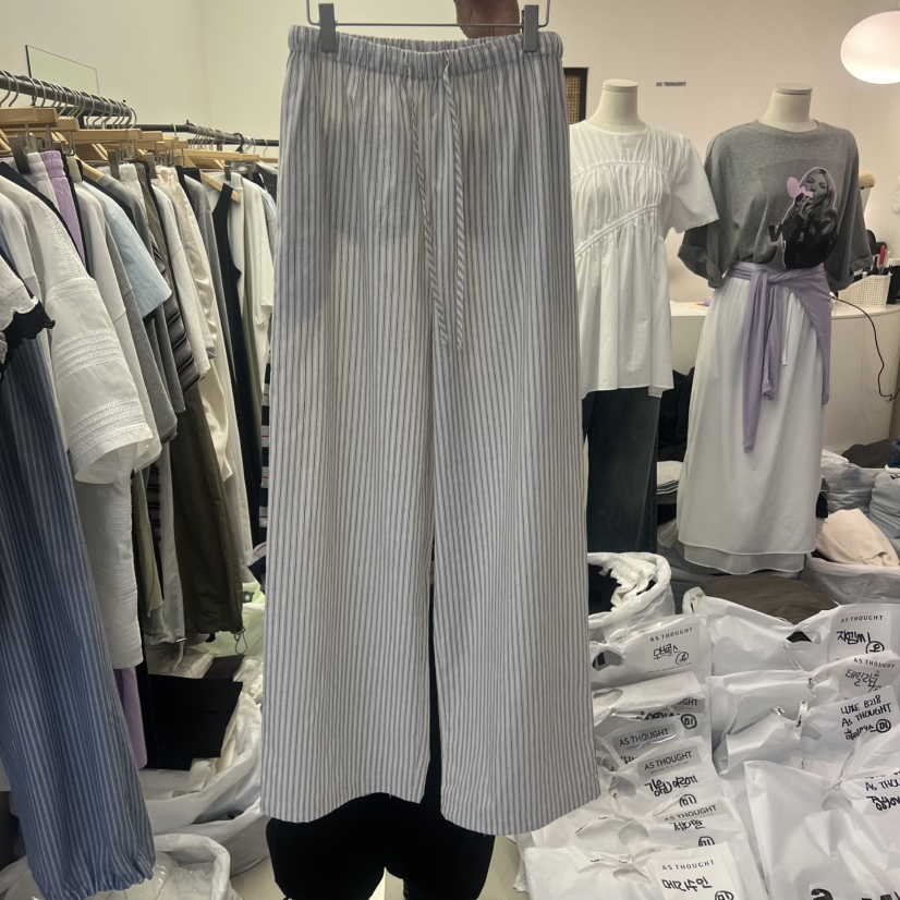 AS THOUGHT韓國直郵女士新品熱賣推薦休閑人氣休閑褲條紋AS THOUGHT休閑褲圖色1