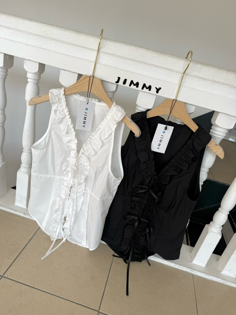 JIMMY韓國東大門直郵女裝新品熱賣休閑人氣吊帶背心荷葉邊JIMMY/REMAKE吊帶/背心
