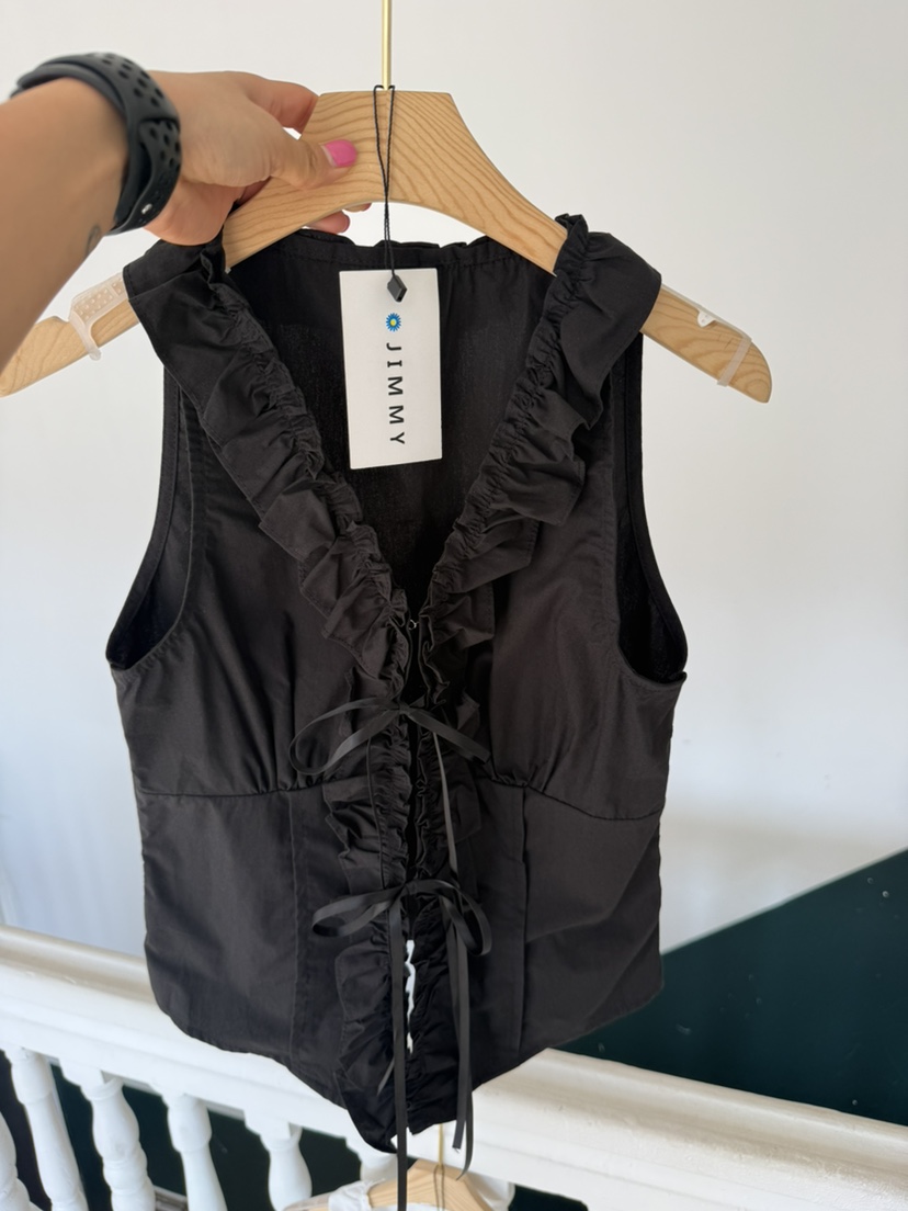 JIMMY韓國東大門直郵女裝新品熱賣休閑人氣吊帶背心荷葉邊JIMMY/REMAKE吊帶/背心圖色2