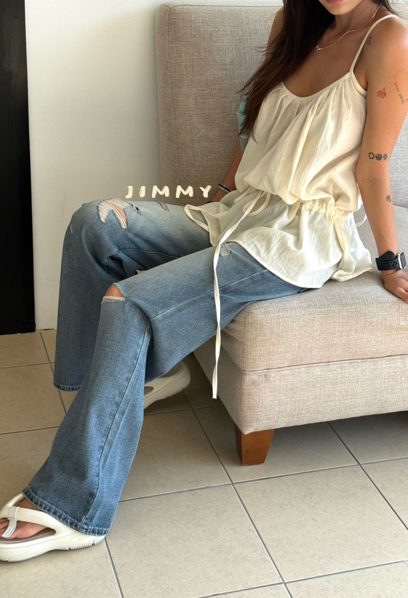 JIMMY韓國代購女士新款休閑推薦熱賣人氣時尚26夏季牛仔褲磨毛JIMMY/REMAKE牛仔褲