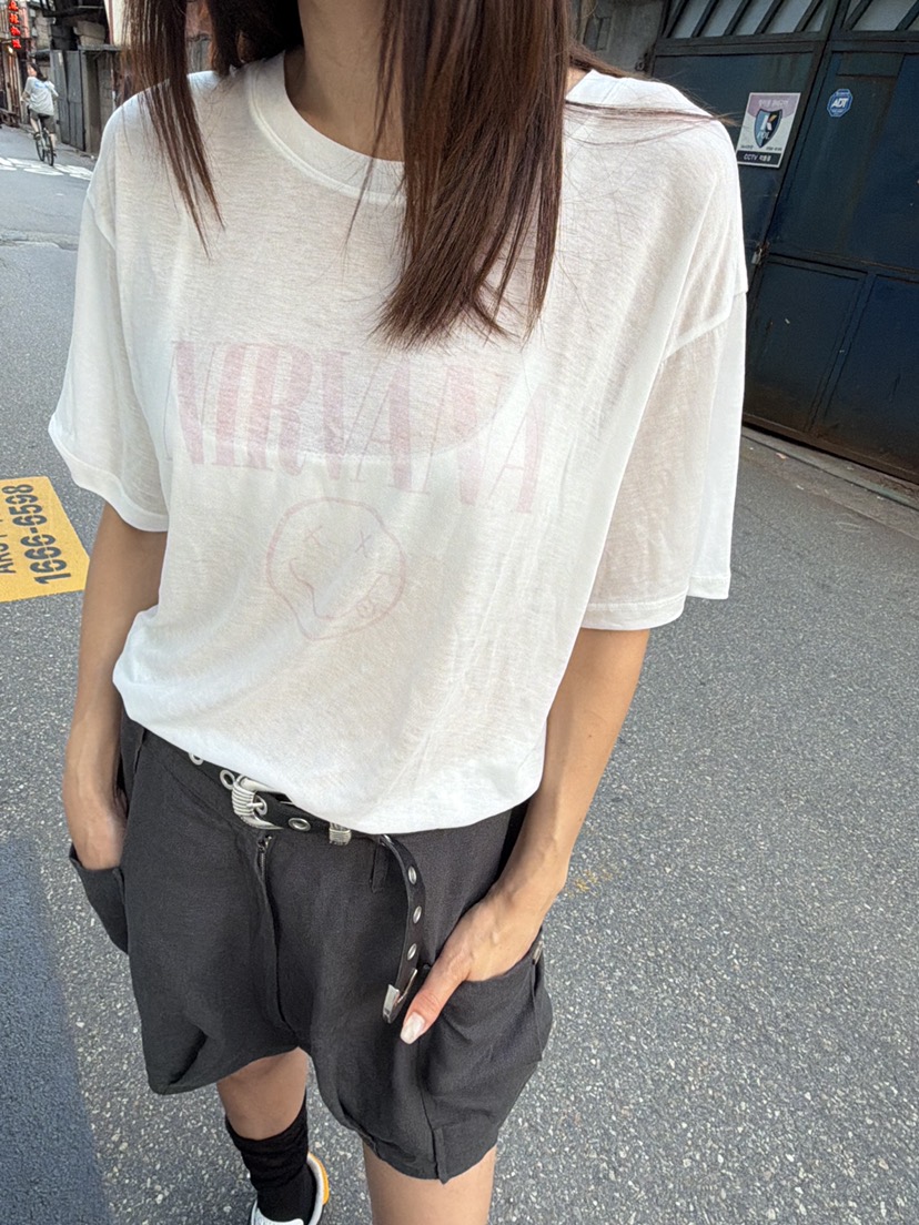 FRANC—L韓國直郵實拍女裝新品26夏季熱賣休閑人氣T恤透明FRANCT恤圖色1