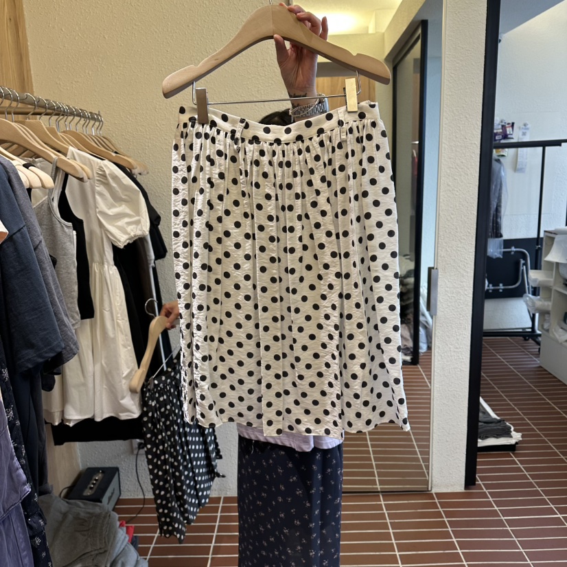 CHOI-L韓國東大門代購女裝新品休閑半身裙中短裙中長款圓點CHOI半身裙/中短裙圖色1