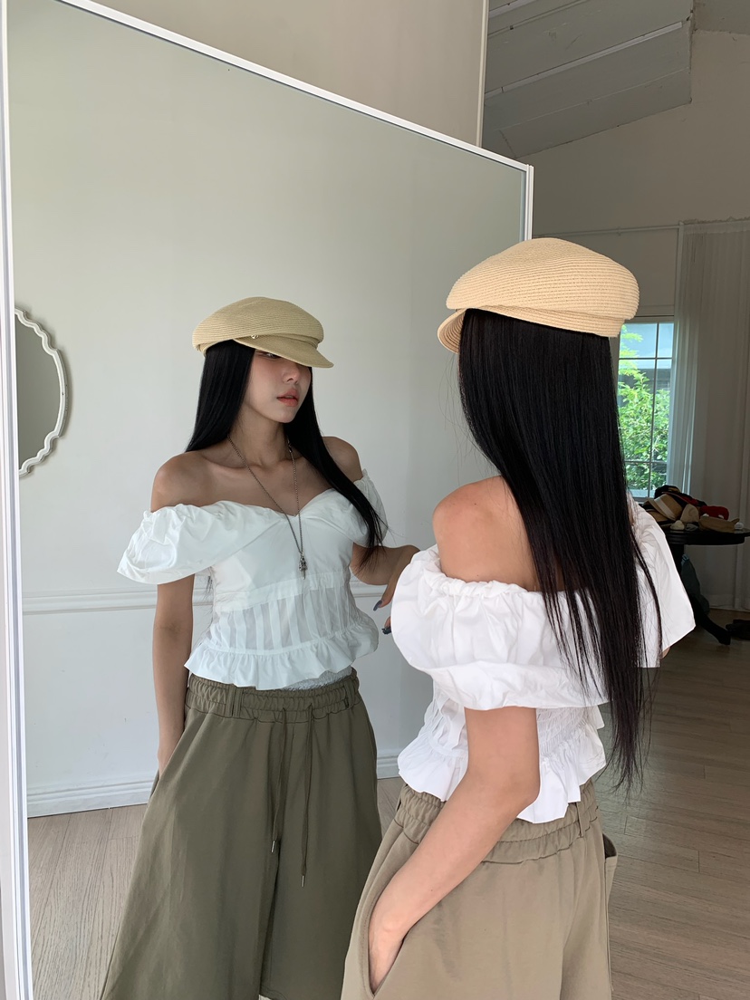 BADCALM韓國代購女士新款時尚26夏季休閑推薦襯衫蕾絲衫寬松BADCALM襯衫/蕾絲衫