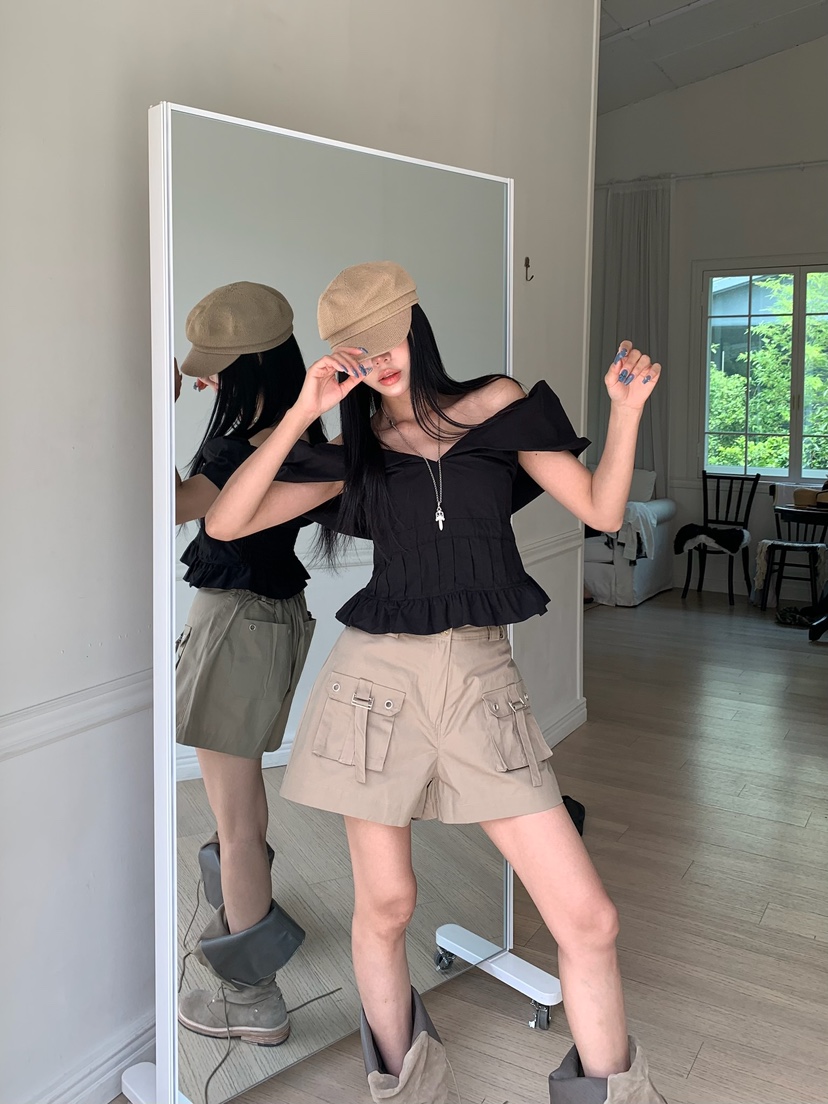 BADCALM韓國代購女士新款時尚26夏季休閑推薦襯衫蕾絲衫寬松BADCALM襯衫/蕾絲衫