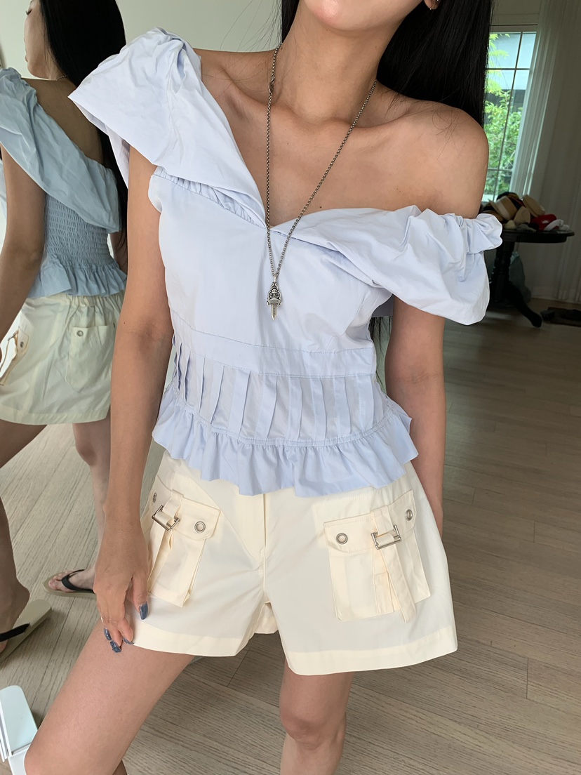 BADCALM韓國代購女士新款時尚26夏季休閑推薦襯衫蕾絲衫寬松BADCALM襯衫/蕾絲衫