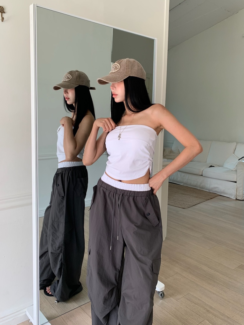 BADCALM韓國代購女士新品26春夏休閑真品時尚休閑褲工裝褲BADCALM休閑褲