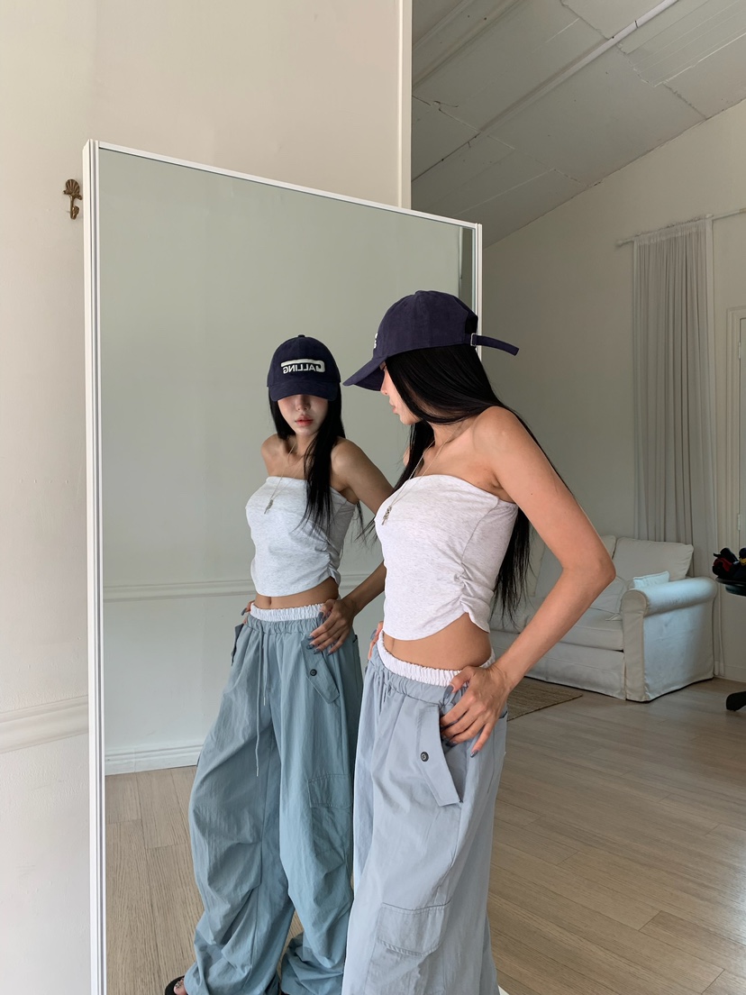 BADCALM韓國代購女士新品26春夏休閑真品時尚休閑褲工裝褲BADCALM休閑褲