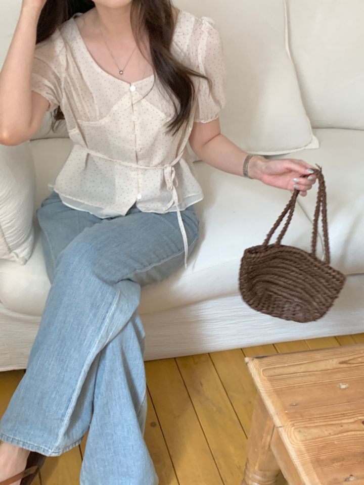 CRONG韓國直郵女士新品人氣休閑推薦26夏季熱賣襯衫蕾絲衫CRONG襯衫/蕾絲衫