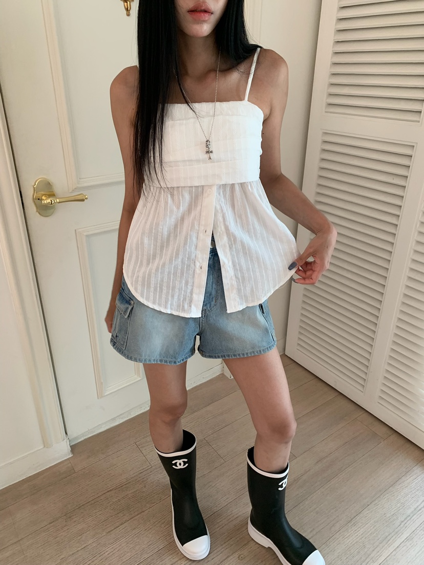 BADCALM東大門直郵女士新品職業人氣時尚26春夏吊帶背心褶裥BADCALM吊帶/背心