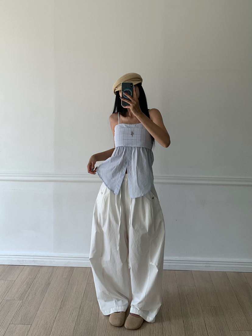 BADCALM東大門直郵女士新品職業人氣時尚26春夏吊帶背心褶裥BADCALM吊帶/背心