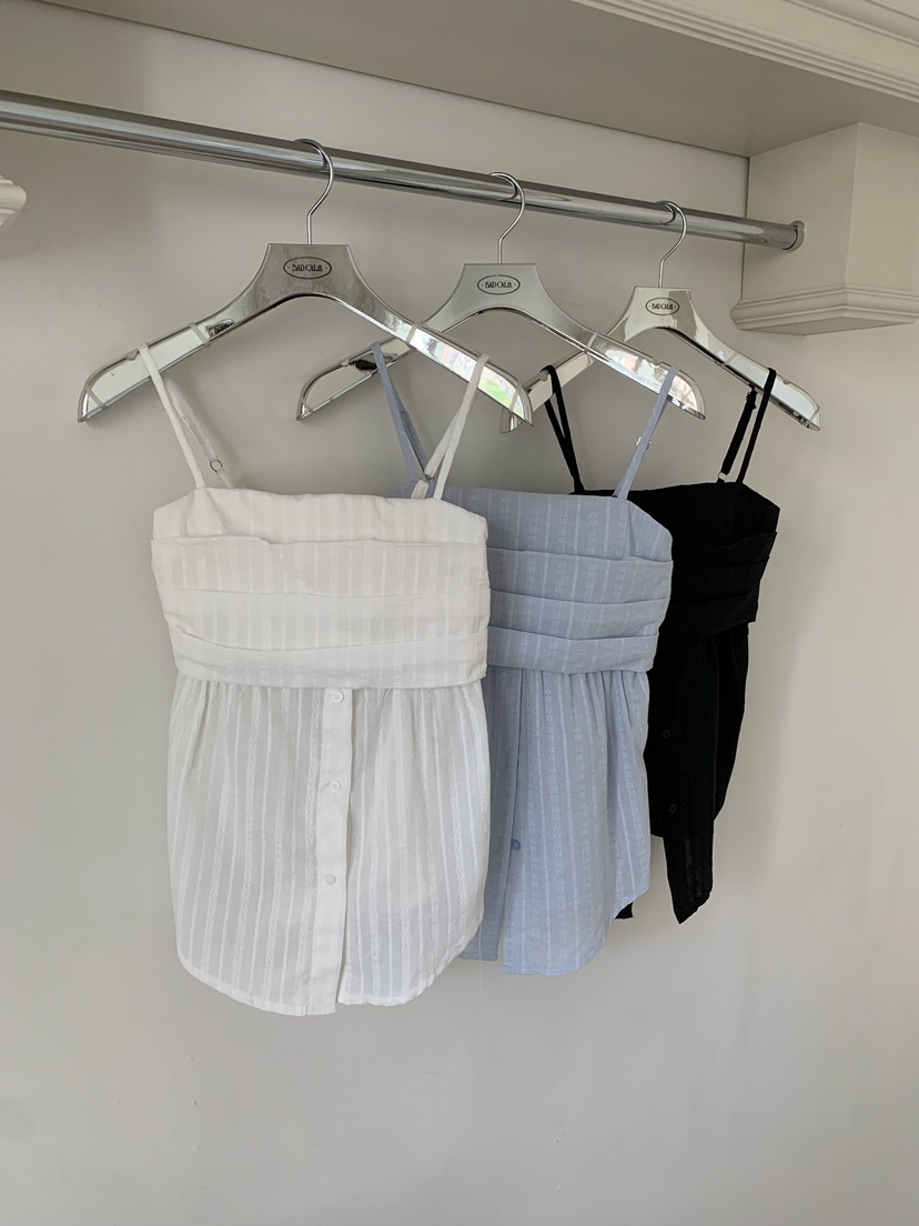 BADCALM東大門直郵女士新品職業人氣時尚26春夏吊帶背心褶裥BADCALM吊帶/背心圖色3左三色