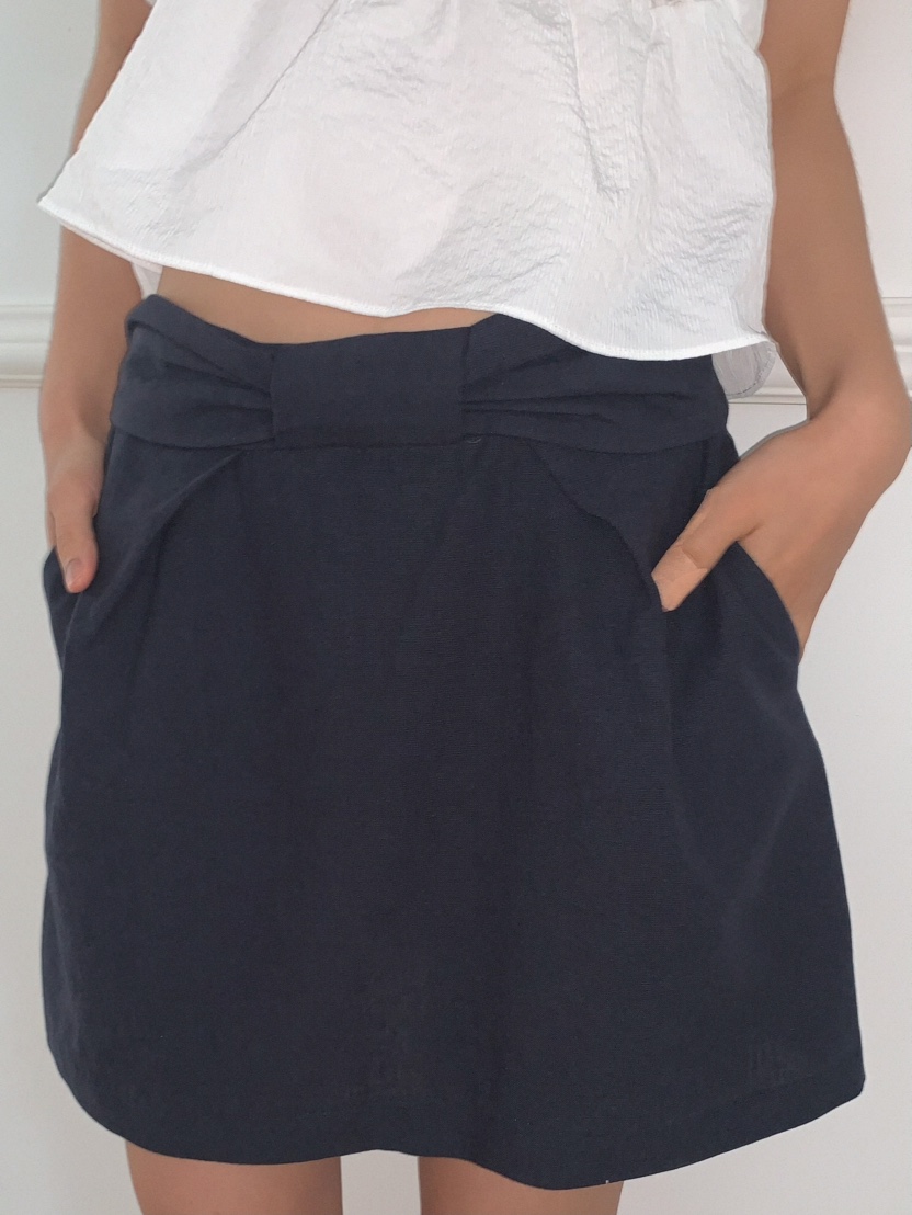 MOSMOS韓國代購女士新款休閑人氣推薦26夏季短裙絲帶亞麻MOSMOS短裙