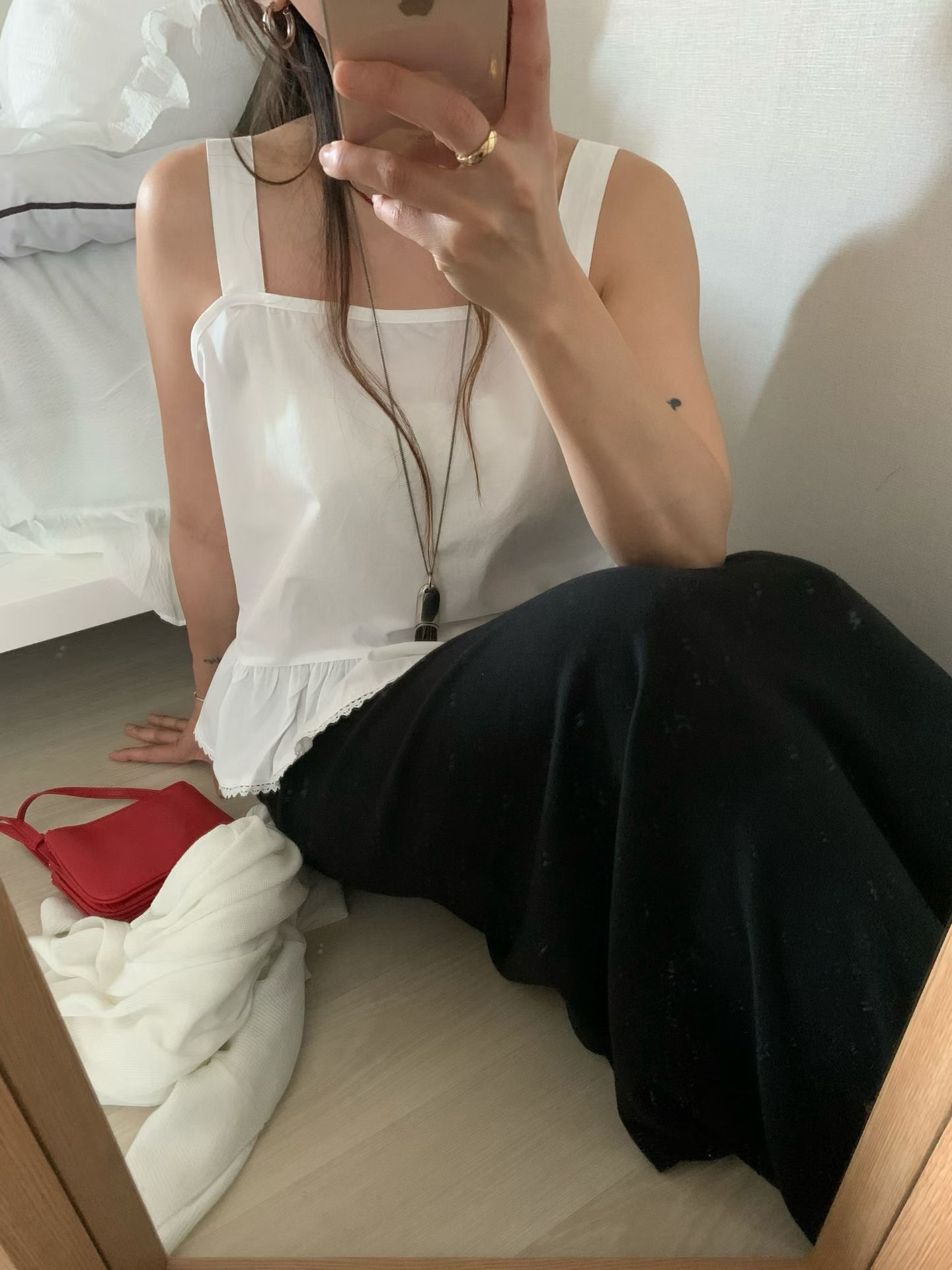 FEVER韓國代購女裝新款熱賣推薦26夏季吊帶背心荷葉邊蕾絲無袖FEVER吊帶/背心