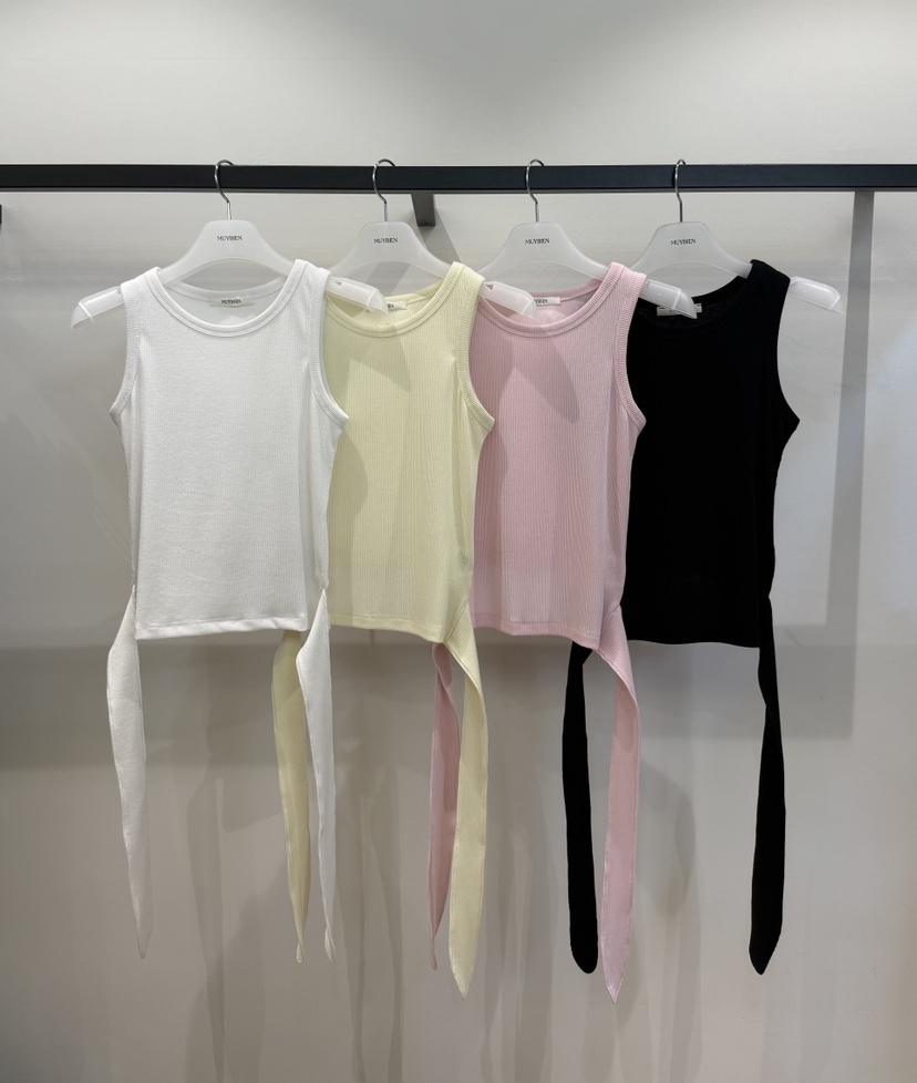 MUYBIEN韓國直郵女裝新品休閑推薦人氣時尚吊帶背心無袖緞帶MUYBIEN吊帶/背心