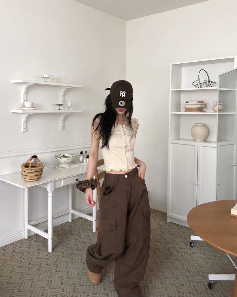 OKIE韓國直郵女士新款26夏季休閑推薦人氣襯衫蕾絲衫羊毛OKIE襯衫/蕾絲衫