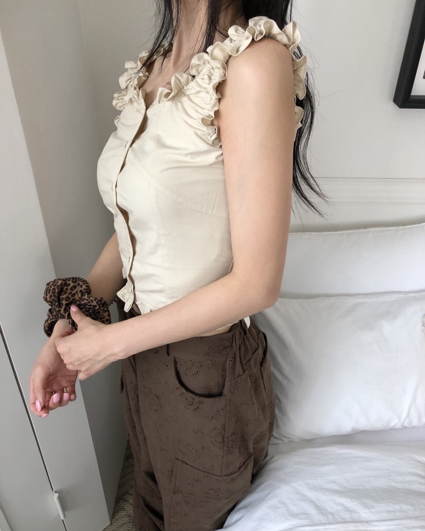 OKIE韓國直郵女士新款26夏季休閑推薦人氣襯衫蕾絲衫羊毛OKIE襯衫/蕾絲衫