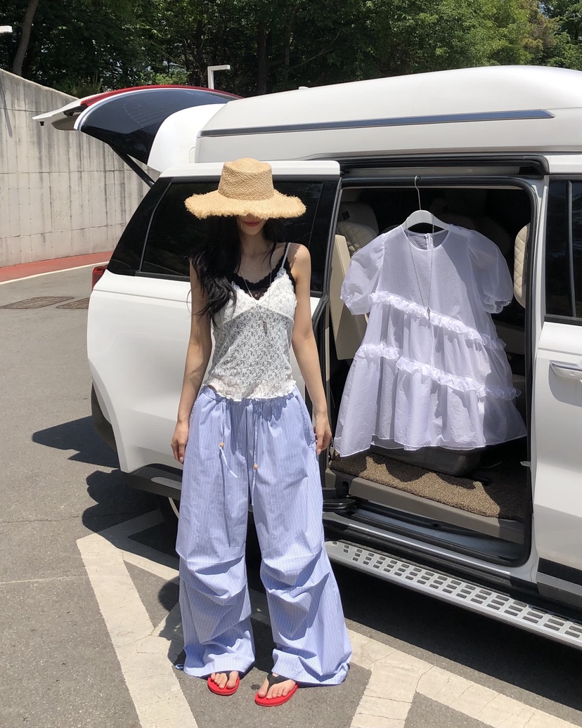 OKIE東大門實拍韓國女裝新款時尚26夏季休閑熱賣休閑褲條紋OKIE休閑褲