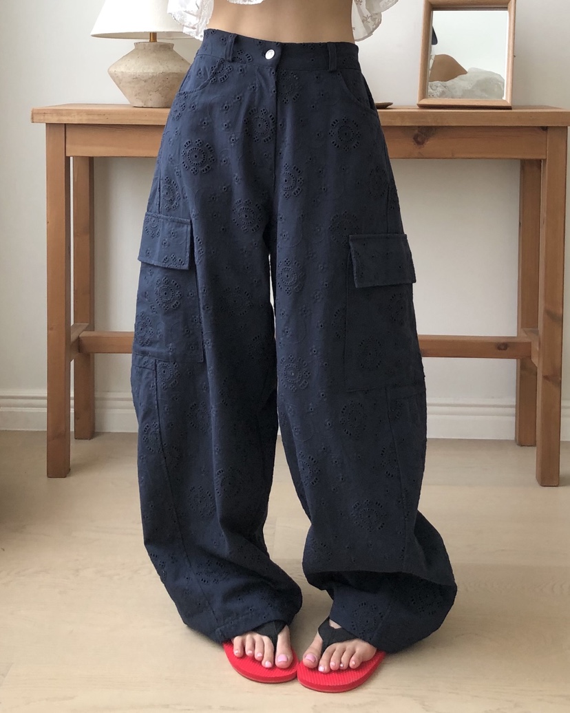 OKIE韓國直郵實拍女裝新款人氣休閑推薦26夏季休閑褲刺繡OKIE休閑褲