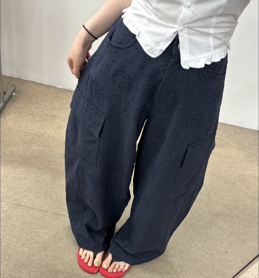 OKIE韓國東大門直郵女裝新款推薦人氣時尚熱賣休閑褲刺繡OKIE休閑褲圖色2