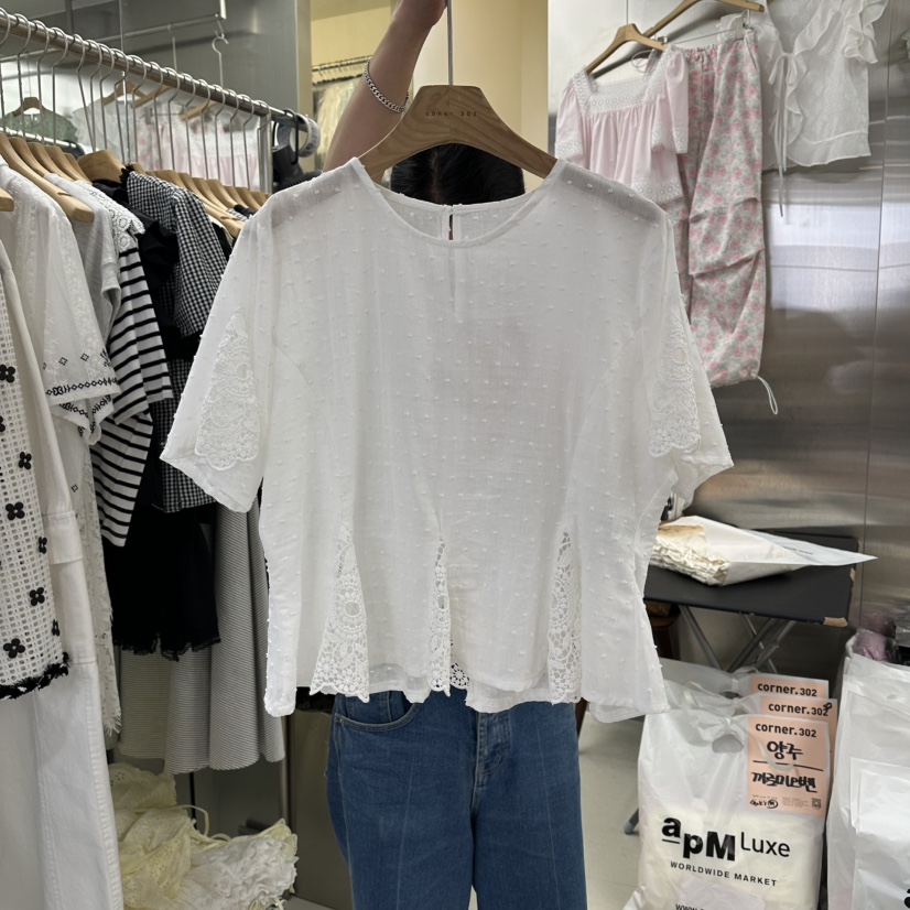 CORNER韓國東大門代購女裝新品時尚推薦人氣26夏季襯衫蕾絲衫CORNER.302襯衫/蕾絲衫圖色1