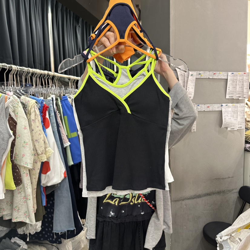 MOMAZU韓國代購女裝新款26夏季休閑吊帶背心假兩件撞色無袖MOMAZU吊帶/背心圖色3