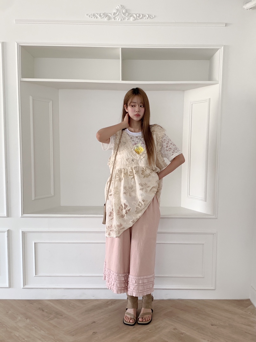 MAISONDEGLORY東大門直郵女裝新款26春夏真品休閑褲荷葉邊MAISON DE GLORY休閑褲