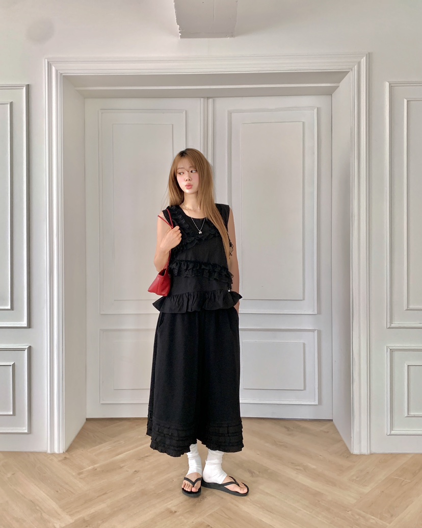MAISONDEGLORY東大門直郵女裝新款26春夏真品休閑褲荷葉邊MAISON DE GLORY休閑褲