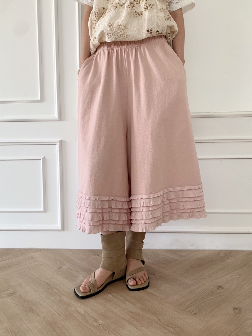 MAISONDEGLORY東大門直郵女裝新款26春夏真品休閑褲荷葉邊MAISON DE GLORY休閑褲圖色1