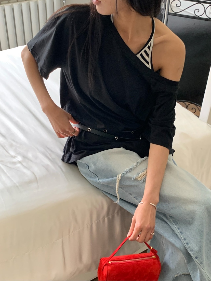 REVE CITE-L東大門實拍女裝新款時尚休閑推薦真品T恤露背REVE CITE-LT恤
