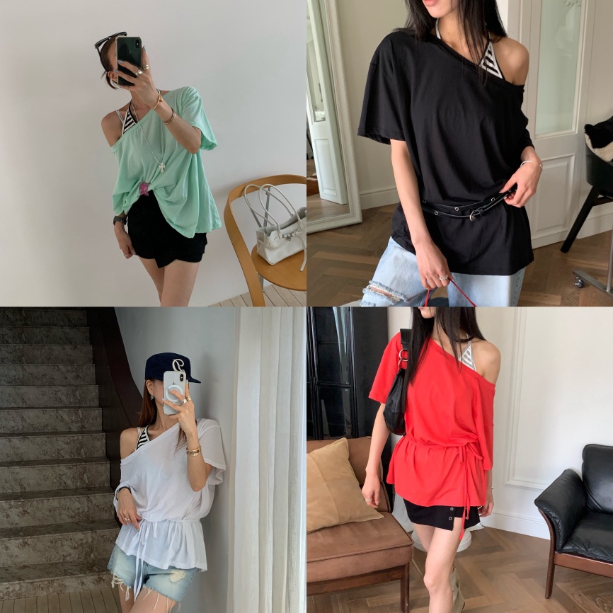 REVE CITE-L東大門實拍女裝新款時尚休閑推薦真品T恤露背REVE CITE-LT恤