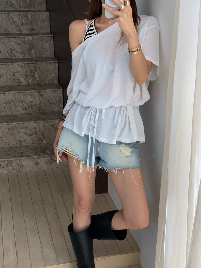REVE CITE-L東大門實拍女裝新款時尚休閑推薦真品T恤露背REVE CITE-LT恤圖色3